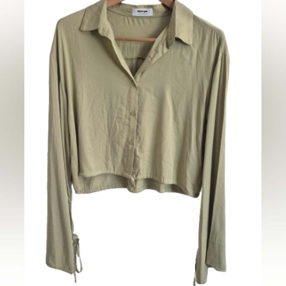 Showpo Cropped Green Button Up